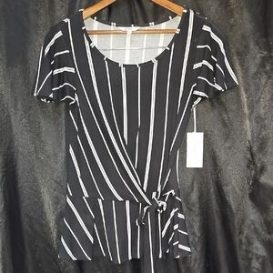 Candie's Black and White Striped Blouse
